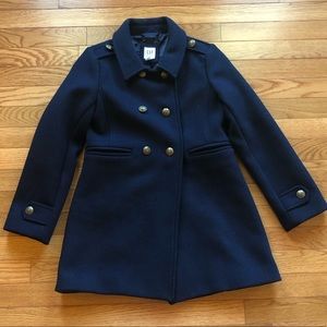 Girls Gap Navy Blue Wool Pea Coat